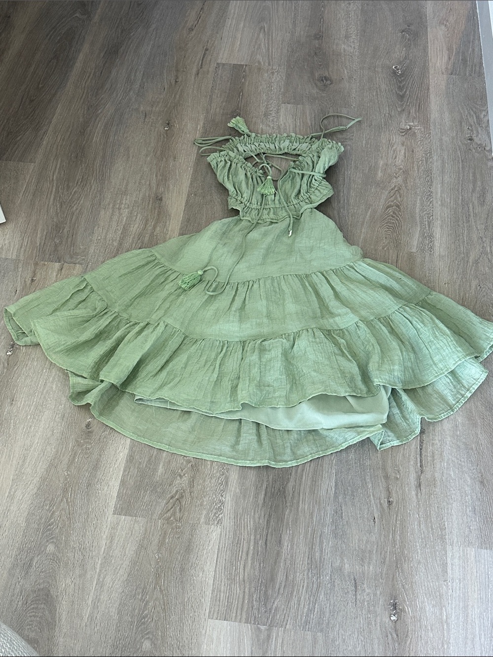 Light Green Ruffle Tiered Dress